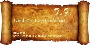 Tamás Ferdinánd névjegykártya